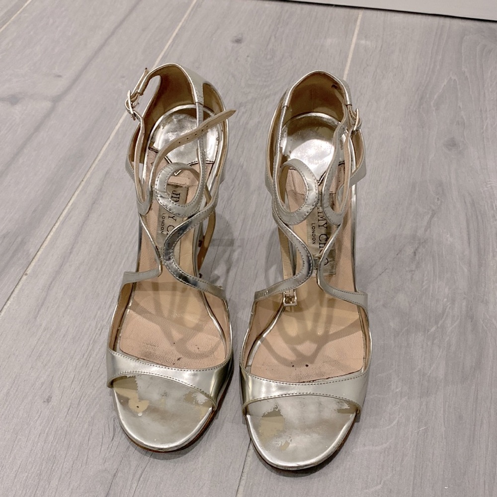 Jimmy Choo Lang 100 metallic leather sandal